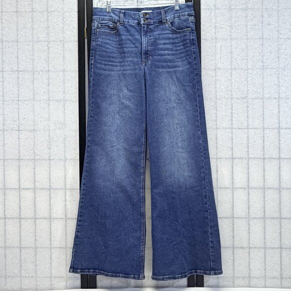 sofia by sofia vergara Denim - Sofia Vergara Hi Rise Margot Wide Leg Faded Stretch Denim Jeans 14 Medium Wash